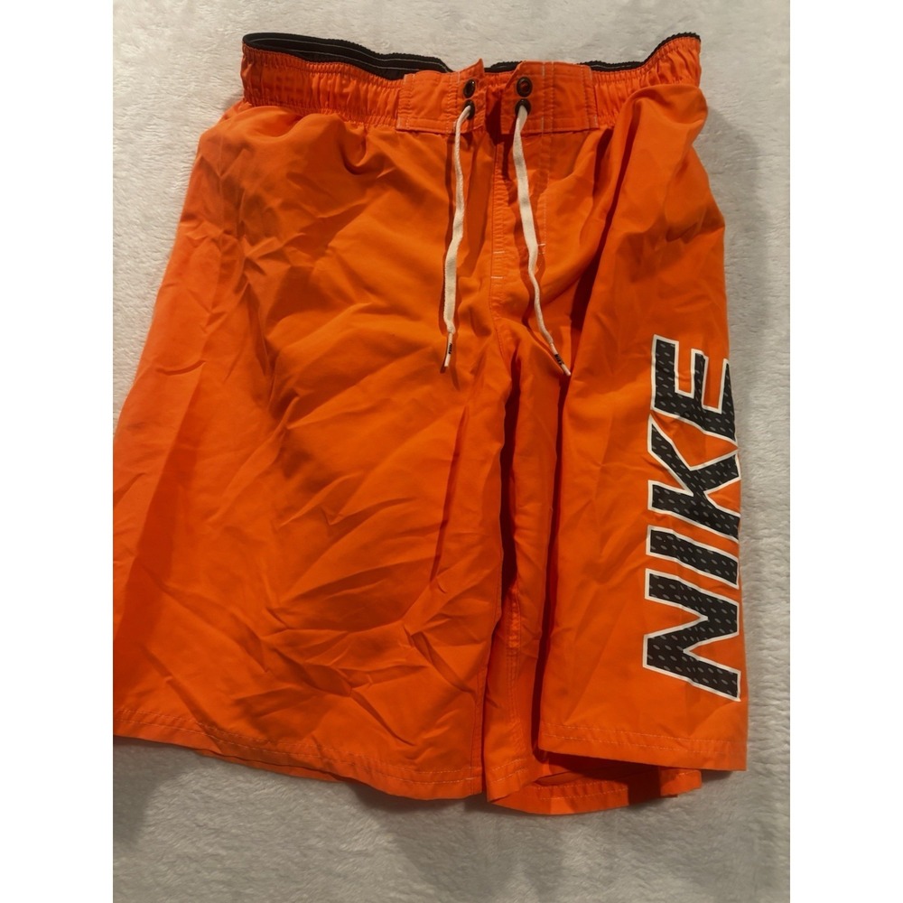 Nike Board Shorts XL Swim Trunks Lined Logo Orange Outdoor Hiking Athletic‎